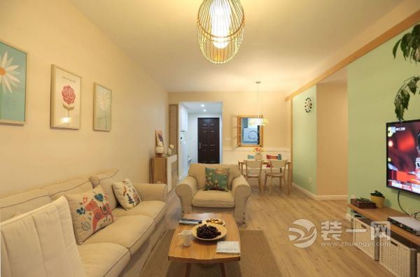 邯郸装修网推荐100平米薄荷绿小三居装修 清新自然